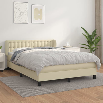 Giroletto a Molle con Materasso Crema 140x190 cm in Similpelle | homemem39