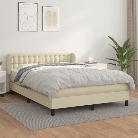 Giroletto a Molle con Materasso Crema 140x190 cm in Similpelle | homemem39