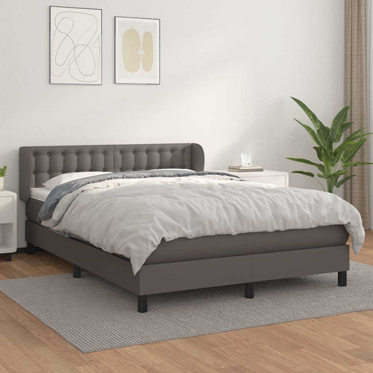Giroletto a Molle con Materasso Grigio 140x190 cm in Similpelle