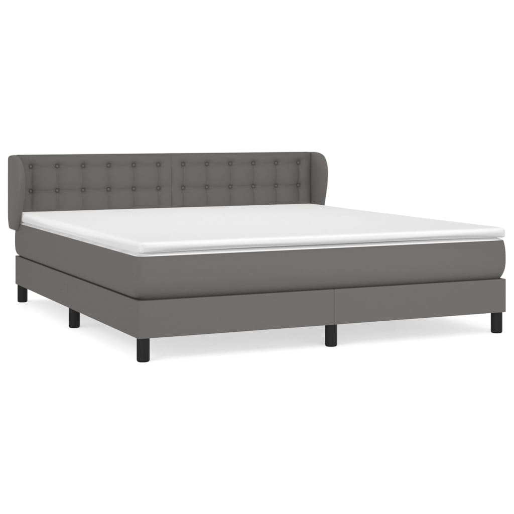Giroletto a Molle con Materasso Grigio 160x200 cm in Similpelle | homemem39