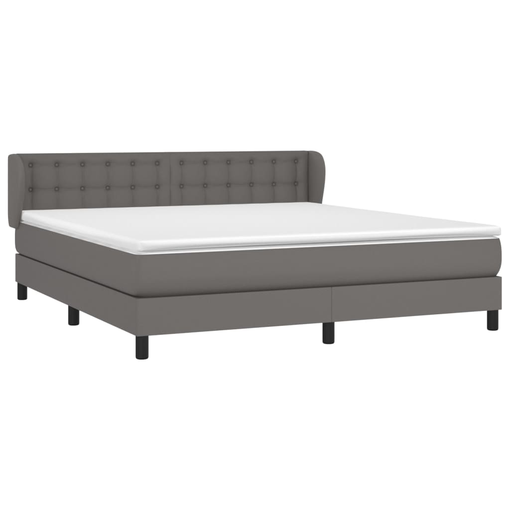 Giroletto a Molle con Materasso Grigio 160x200 cm in Similpelle | homemem39