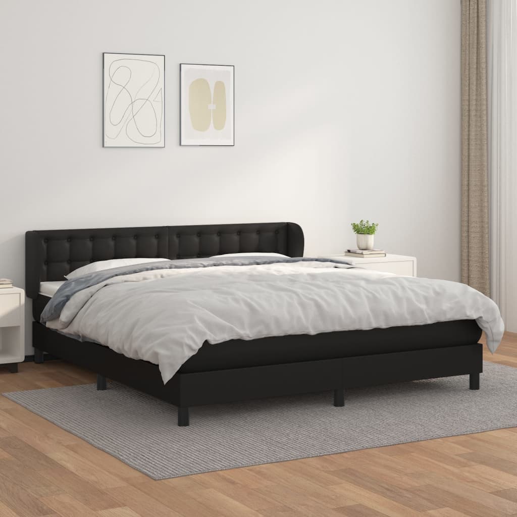 Giroletto a Molle con Materasso Nero 180x200 cm in Similpelle | homemem39