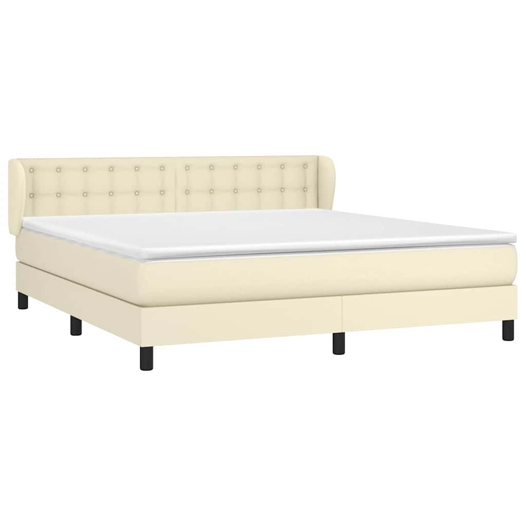 Giroletto a Molle con Materasso Crema 180x200 cm in Similpelle