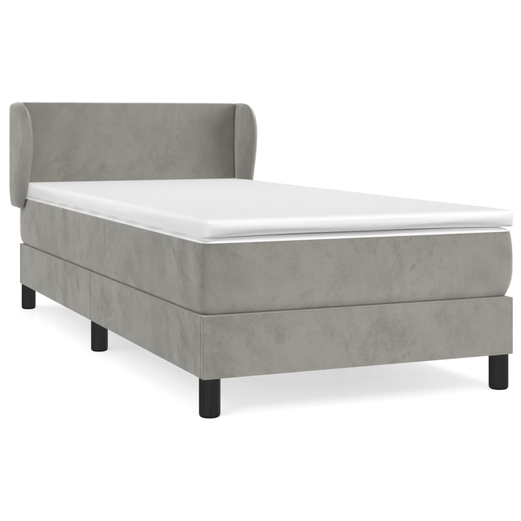 Giroletto a Molle con Materasso Grigio Chiaro 80x200 cm Velluto | homemem39