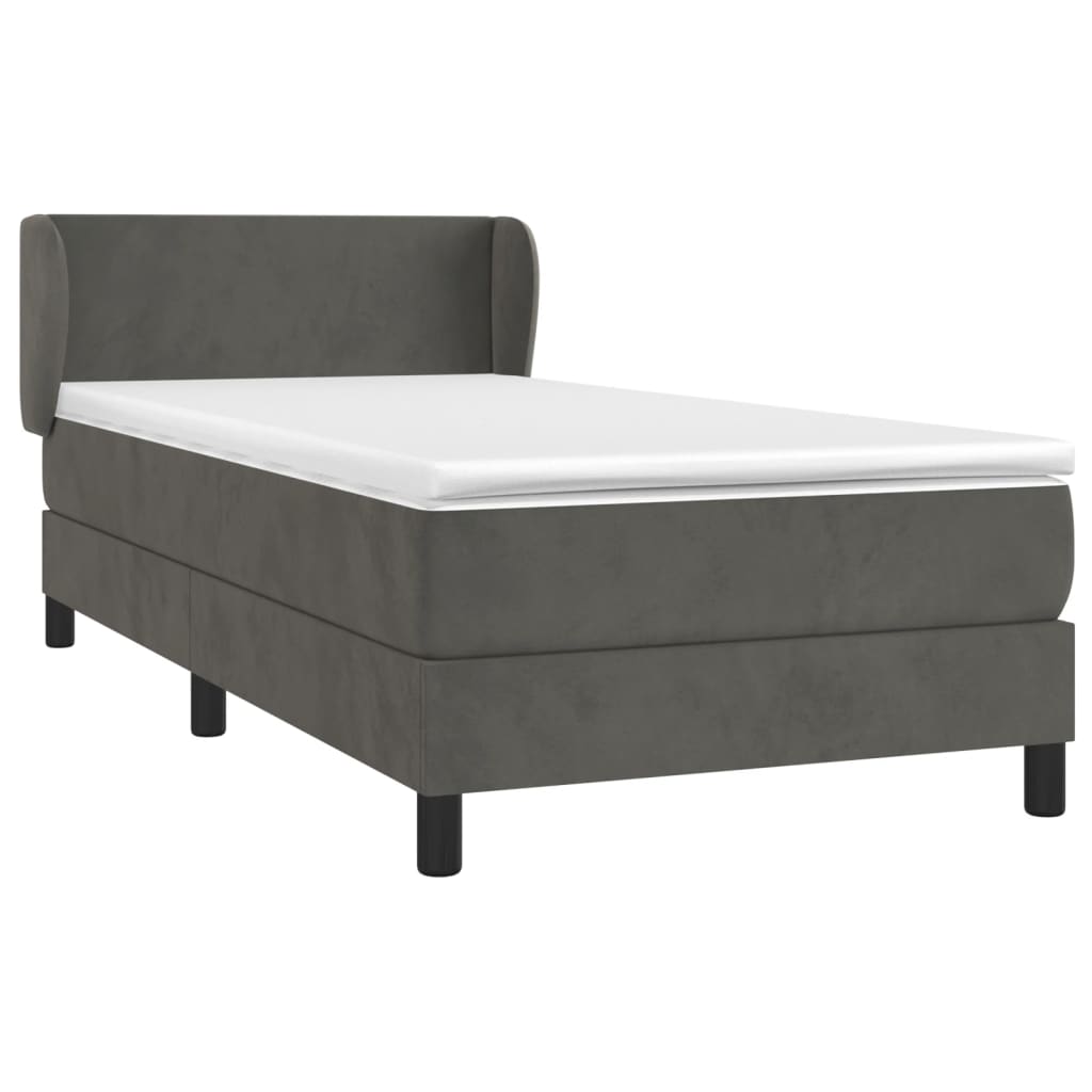 Giroletto a Molle con Materasso Grigio Scuro 80x200 cm Velluto | homemem39