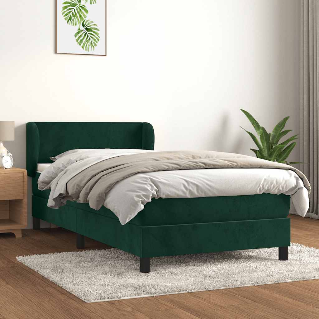 Giroletto a Molle con Materasso Verde Scuro 80x200 cm Velluto | homemem39