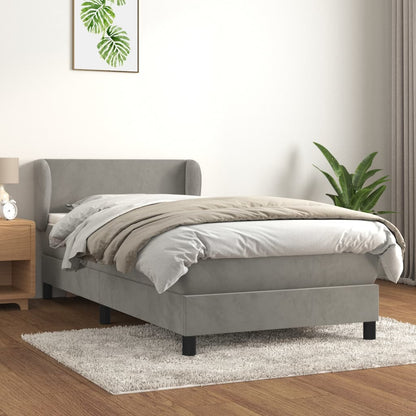 Giroletto a Molle con Materasso Grigio Chiaro 90x190 cm Velluto | homemem39
