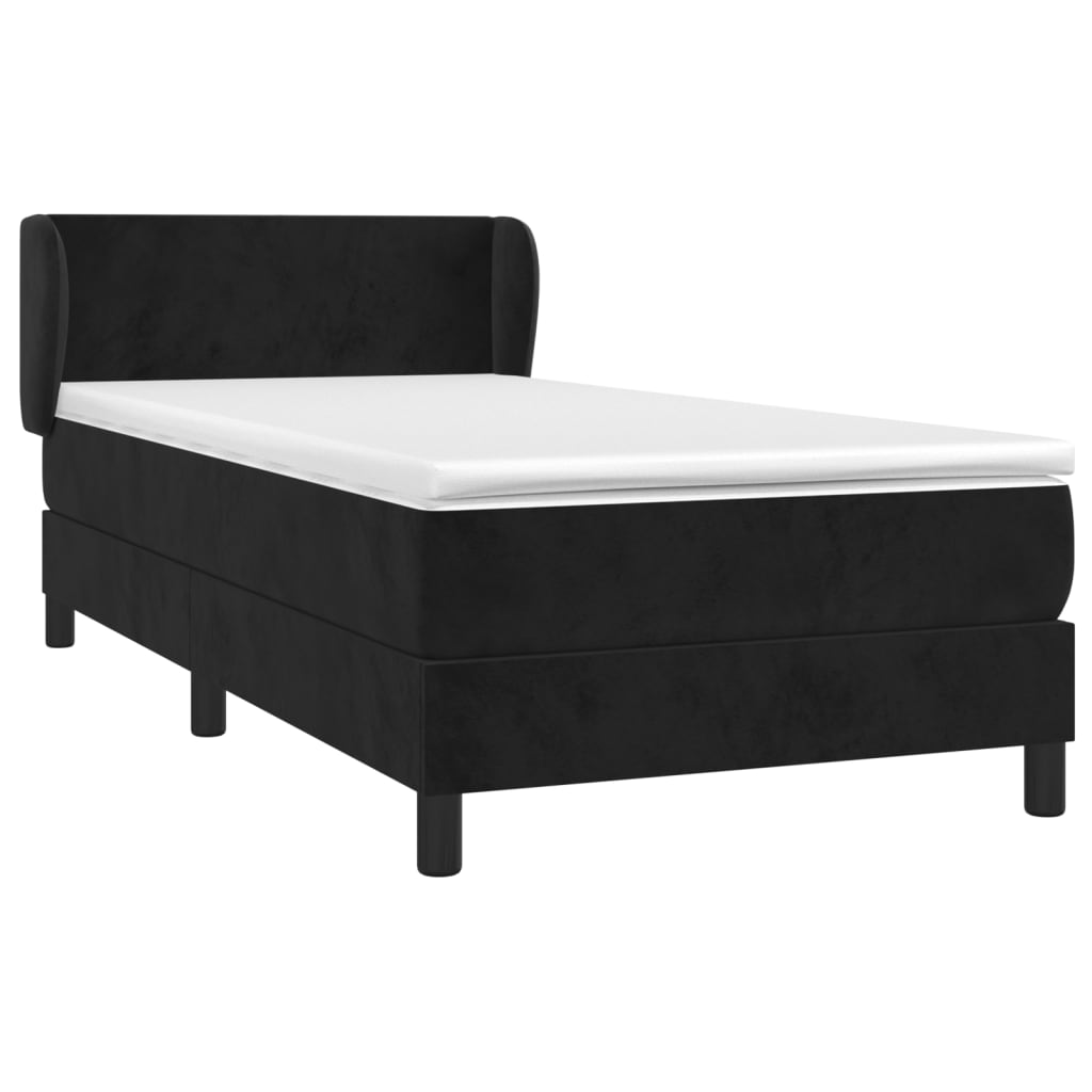 Giroletto a Molle con Materasso Nero 90x190 cm in Velluto | homemem39