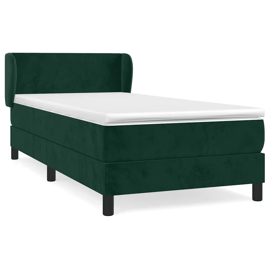 Giroletto a Molle con Materasso Verde Scuro 90x190 cm Velluto | homemem39