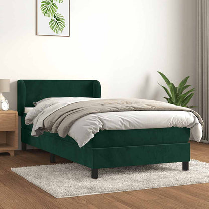Giroletto a Molle con Materasso Verde Scuro 90x190 cm Velluto | homemem39