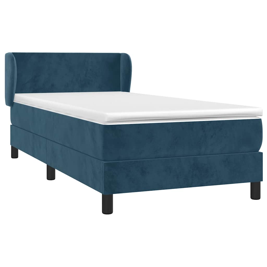 Giroletto a Molle con Materasso Blu Scuro 90x190 cm in Velluto | homemem39