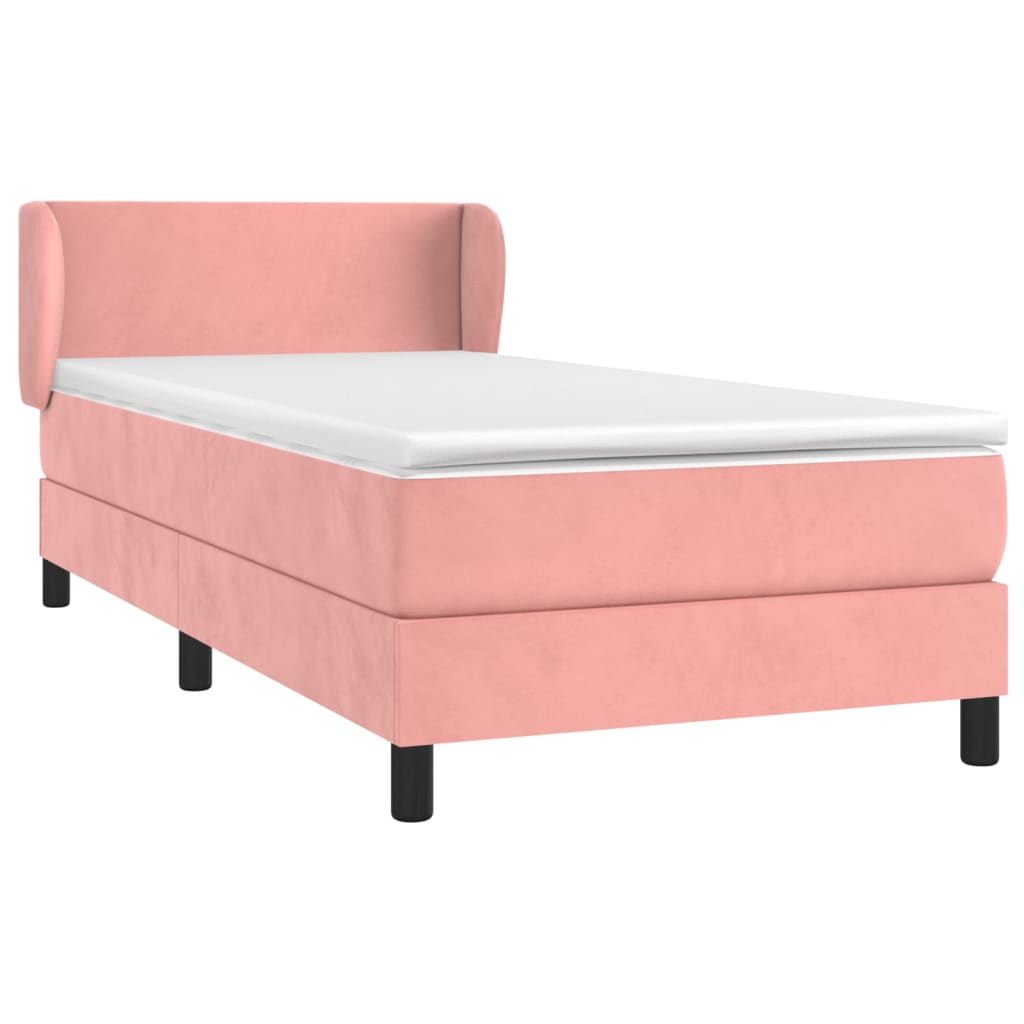 Giroletto a Molle con Materasso Rosa 90x190 cm in Velluto | homemem39