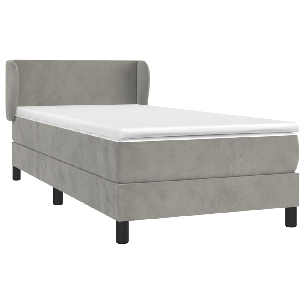 Giroletto a Molle con Materasso Grigio Chiaro 90x200 cm Velluto | homemem39