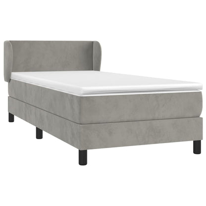Giroletto a Molle con Materasso Grigio Chiaro 90x200 cm Velluto | homemem39