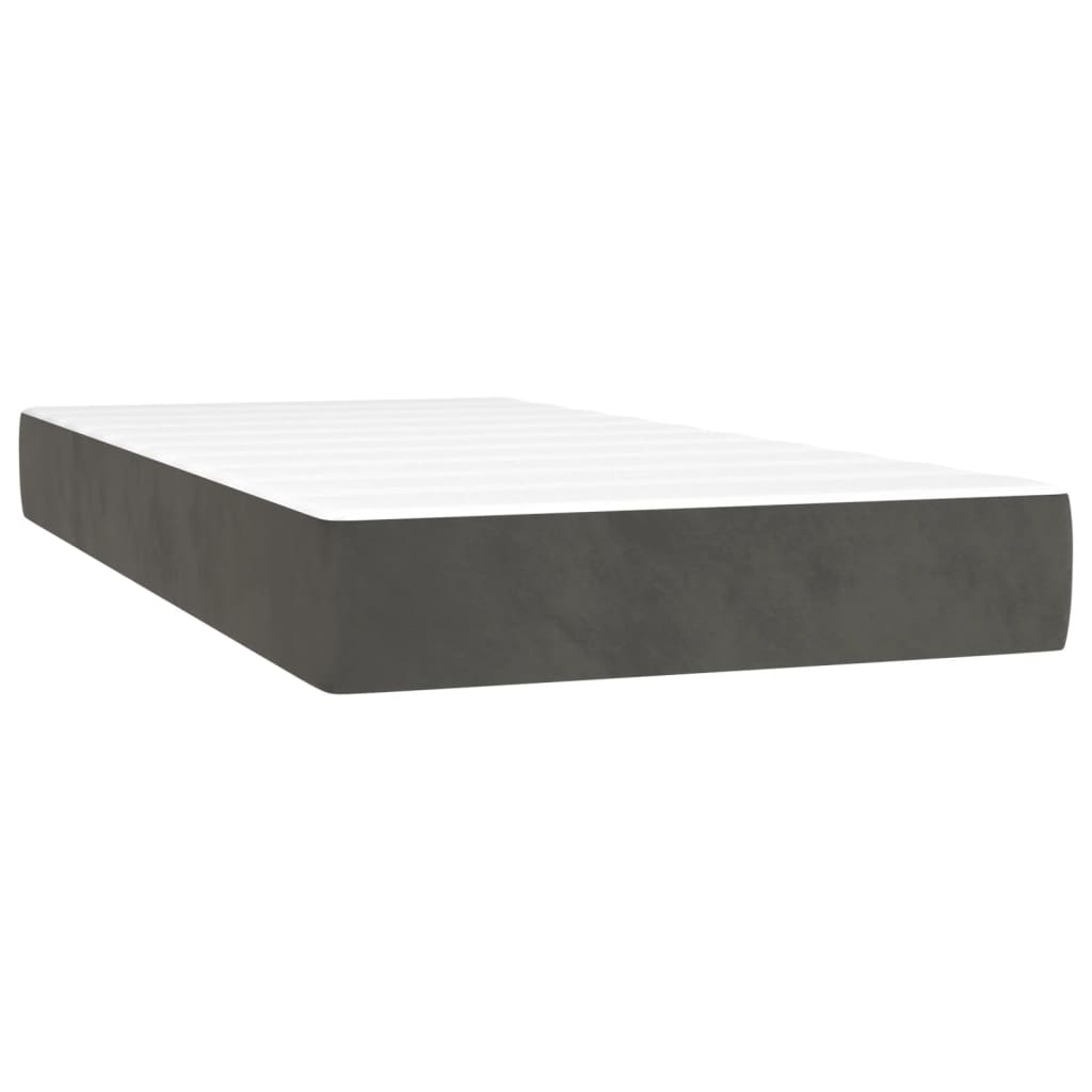 Giroletto a Molle con Materasso Grigio Scuro 90x200 cm Velluto | homemem39