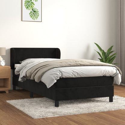 Giroletto a Molle con Materasso Nero 90x200 cm in Velluto | homemem39