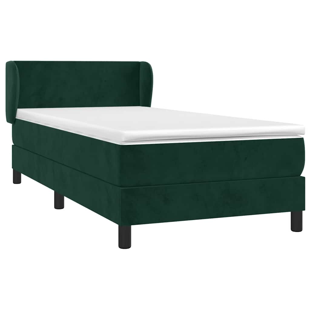 Giroletto a Molle con Materasso Verde Scuro 90x200 cm Velluto | homemem39