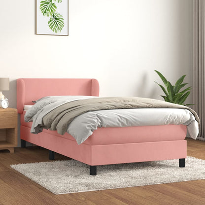 Giroletto a Molle con Materasso Rosa 90x200 cm in Velluto | homemem39