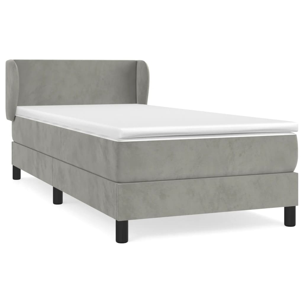 Giroletto a Molle con Materasso Grigio Chiaro 100x200cm Velluto | homemem39