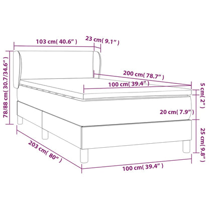 Giroletto a Molle con Materasso Grigio Chiaro 100x200cm Velluto | homemem39