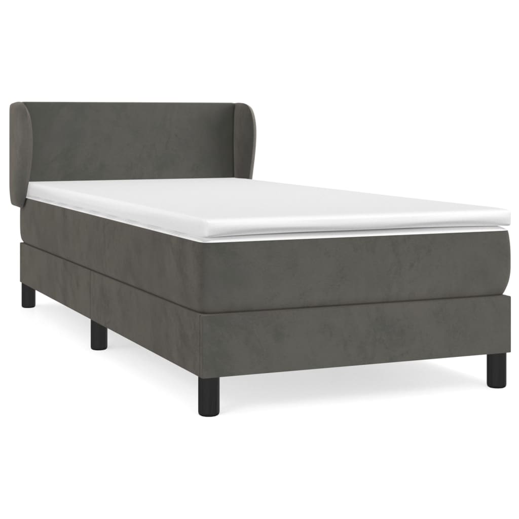Giroletto a Molle con Materasso Grigio Scuro 100x200 cm Velluto | homemem39