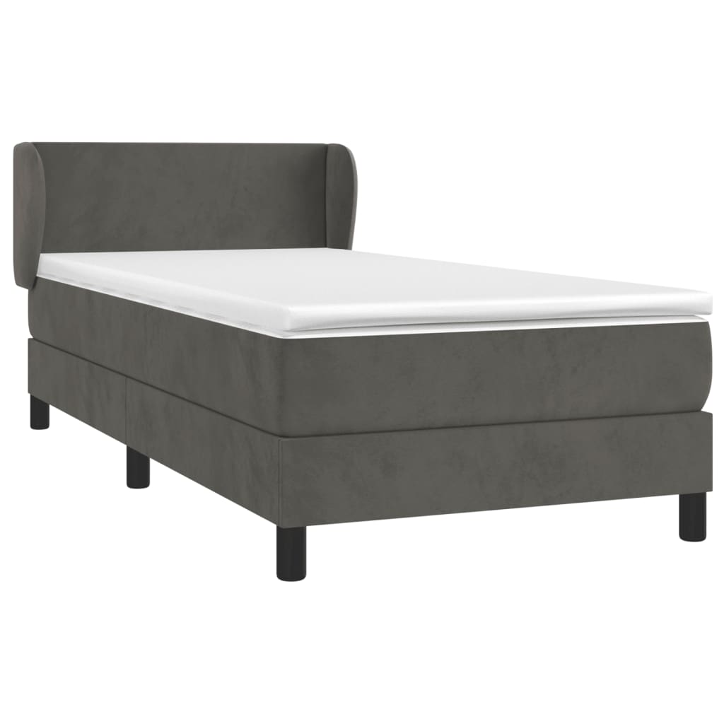 Giroletto a Molle con Materasso Grigio Scuro 100x200 cm Velluto | homemem39