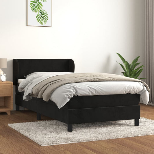 Giroletto a Molle con Materasso Nero 100x200 cm in Velluto | homemem39