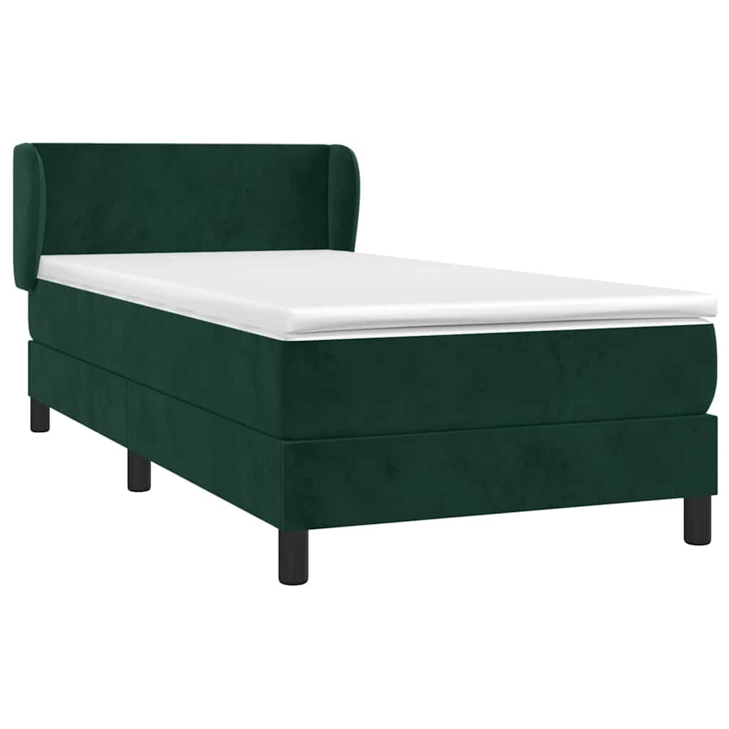 Giroletto a Molle con Materasso Verde Scuro 100x200 cm Velluto