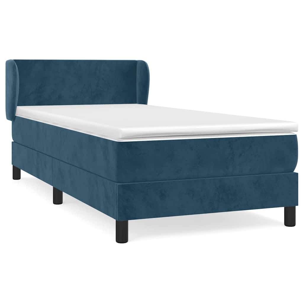 Giroletto a Molle con Materasso Blu Scuro 100x200 cm in Velluto | homemem39