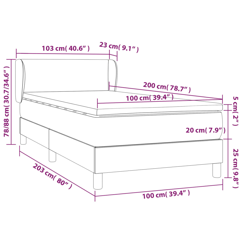 Giroletto a Molle con Materasso Rosa 100x200 cm in Velluto | homemem39