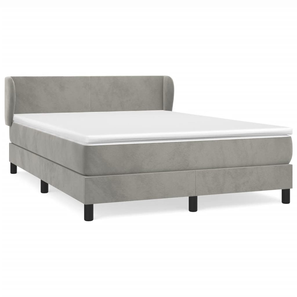 Giroletto a Molle con Materasso Grigio Chiaro 140x190cm Velluto | homemem39