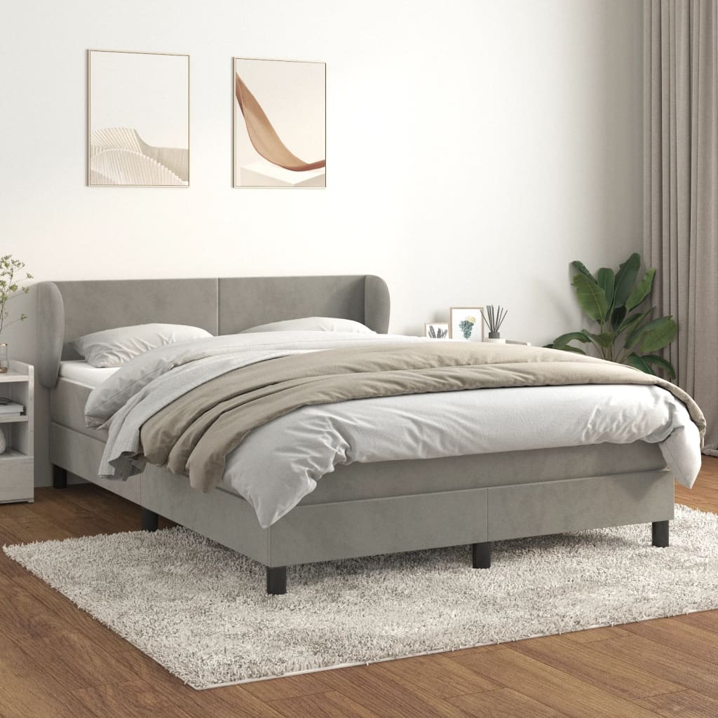 Giroletto a Molle con Materasso Grigio Chiaro 140x190cm Velluto | homemem39