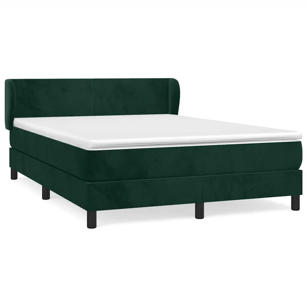 Giroletto a Molle con Materasso Verde Scuro 140x190 cm Velluto | homemem39