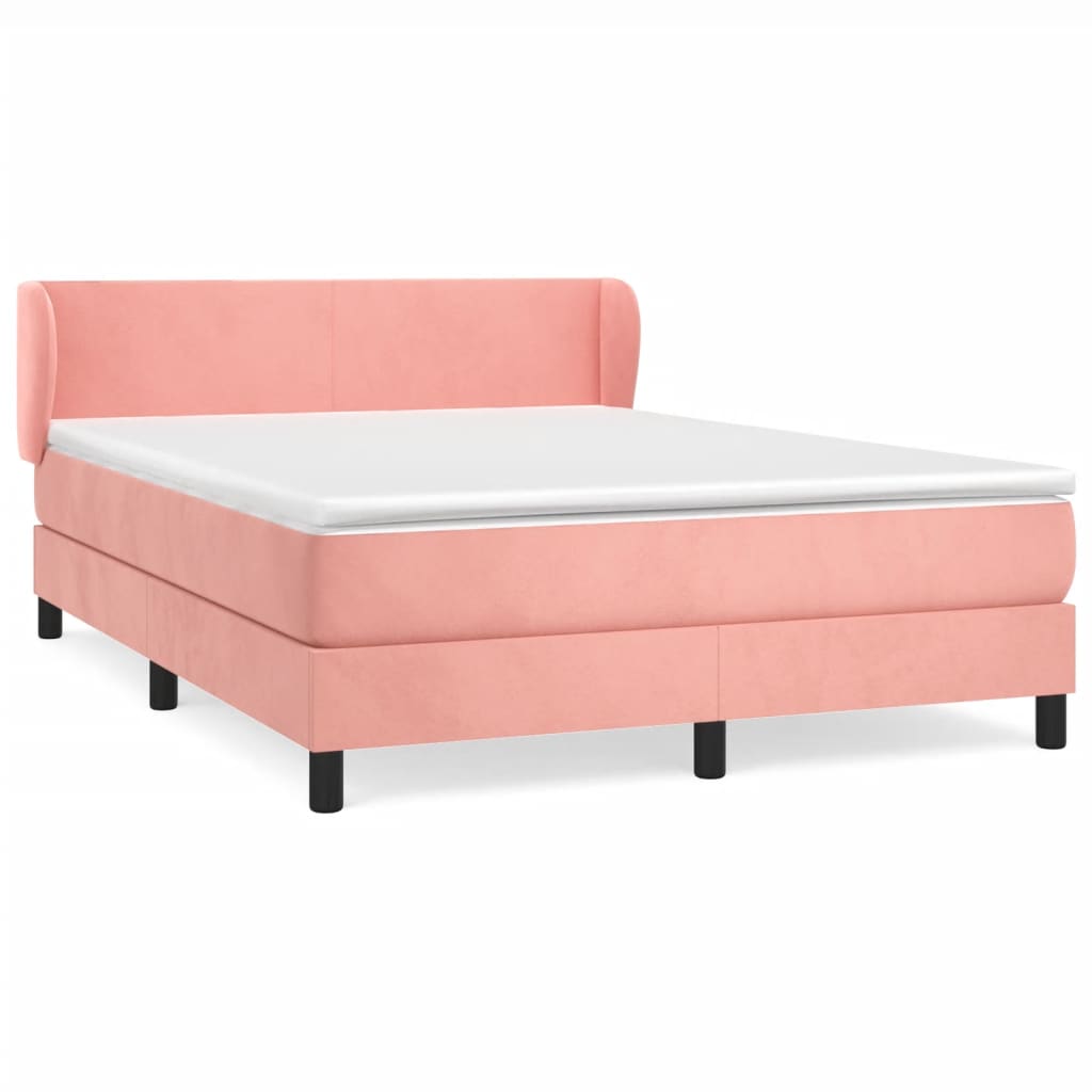 Giroletto a Molle con Materasso Rosa 140x190 cm in Velluto | homemem39
