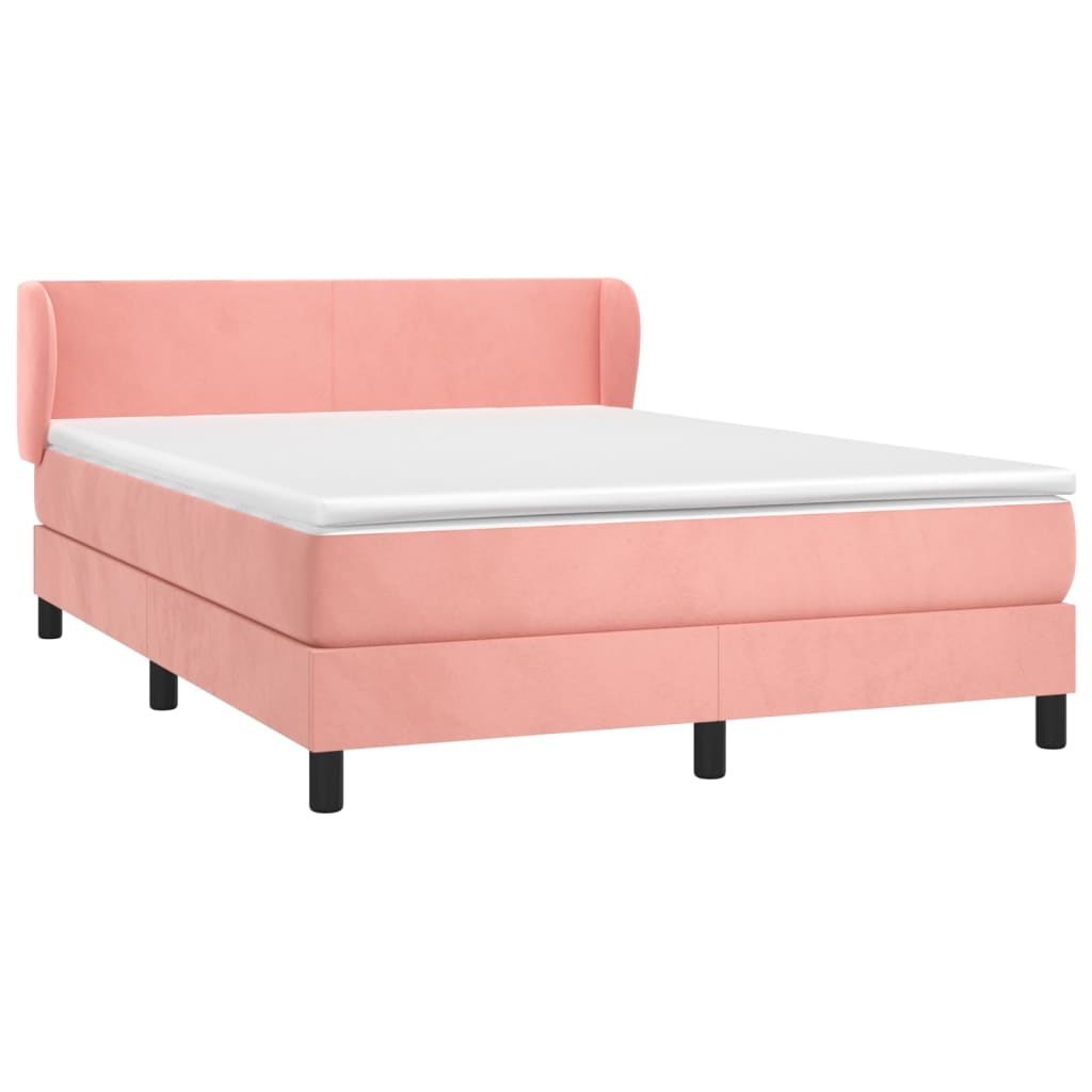 Giroletto a Molle con Materasso Rosa 140x190 cm in Velluto | homemem39