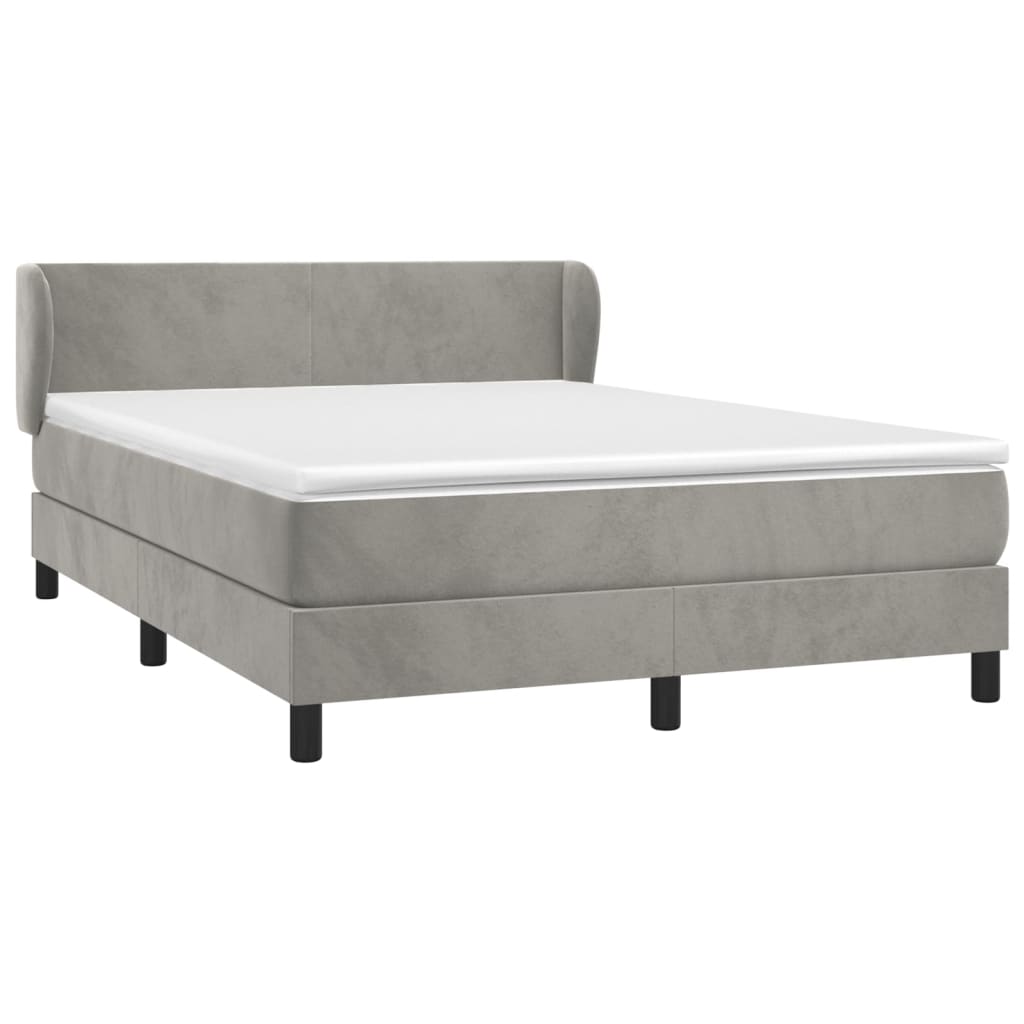 Giroletto a Molle con Materasso Grigio Chiaro 140x200cm Velluto | homemem39