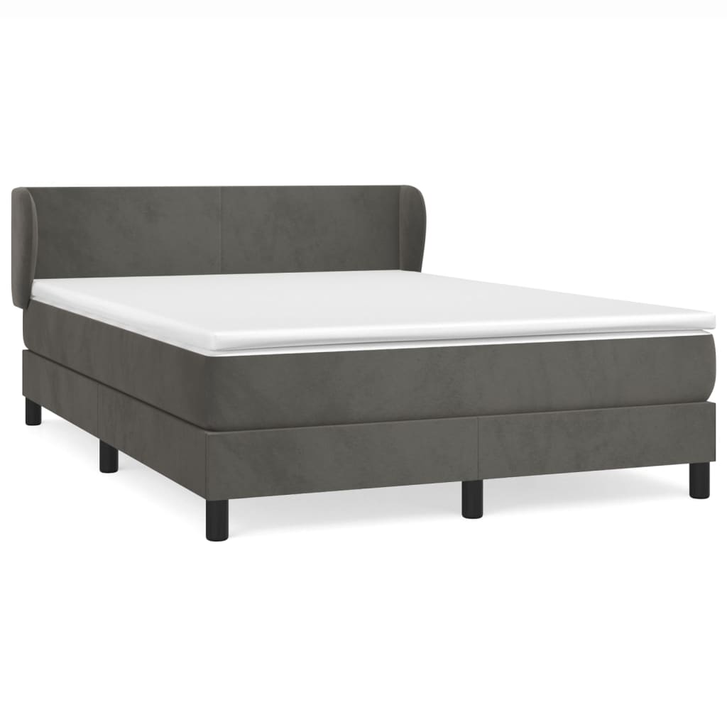 Giroletto a Molle con Materasso Grigio Scuro 140x200 cm Velluto | homemem39
