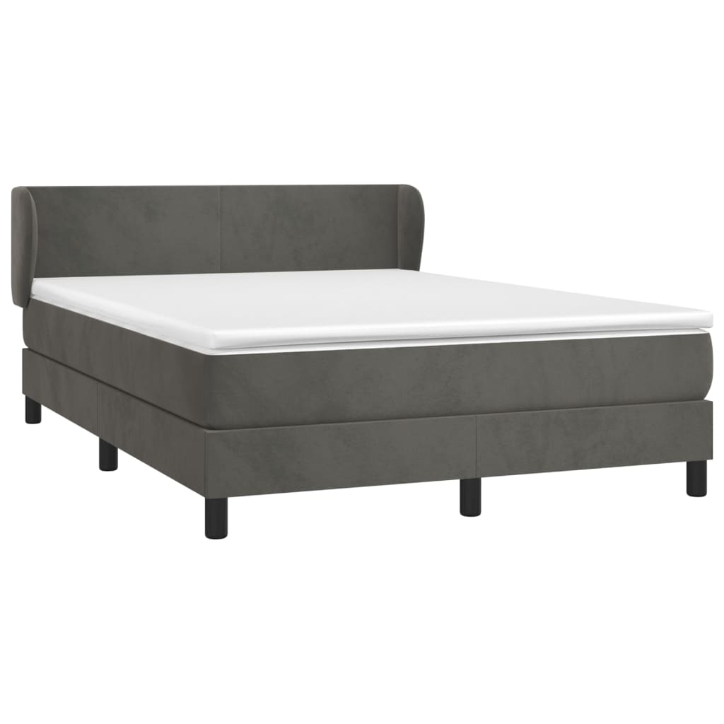 Giroletto a Molle con Materasso Grigio Scuro 140x200 cm Velluto | homemem39