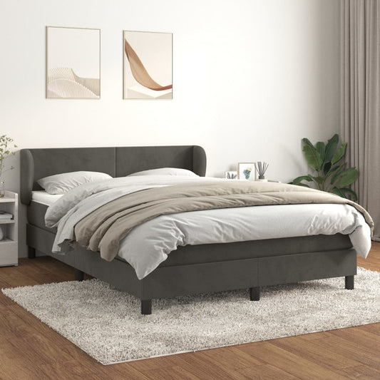 Giroletto a Molle con Materasso Grigio Scuro 140x200 cm Velluto | homemem39