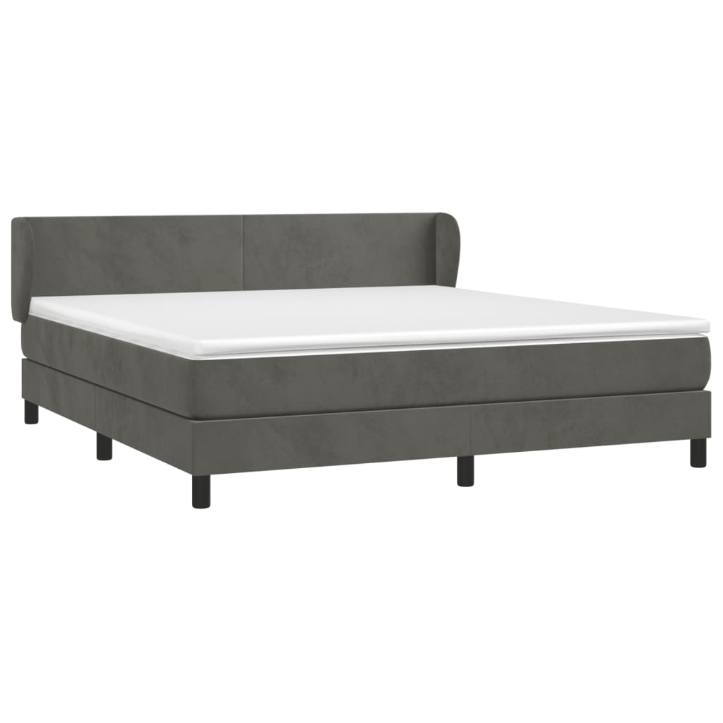 Giroletto a Molle con Materasso Grigio Scuro 160x200 cm Velluto | homemem39