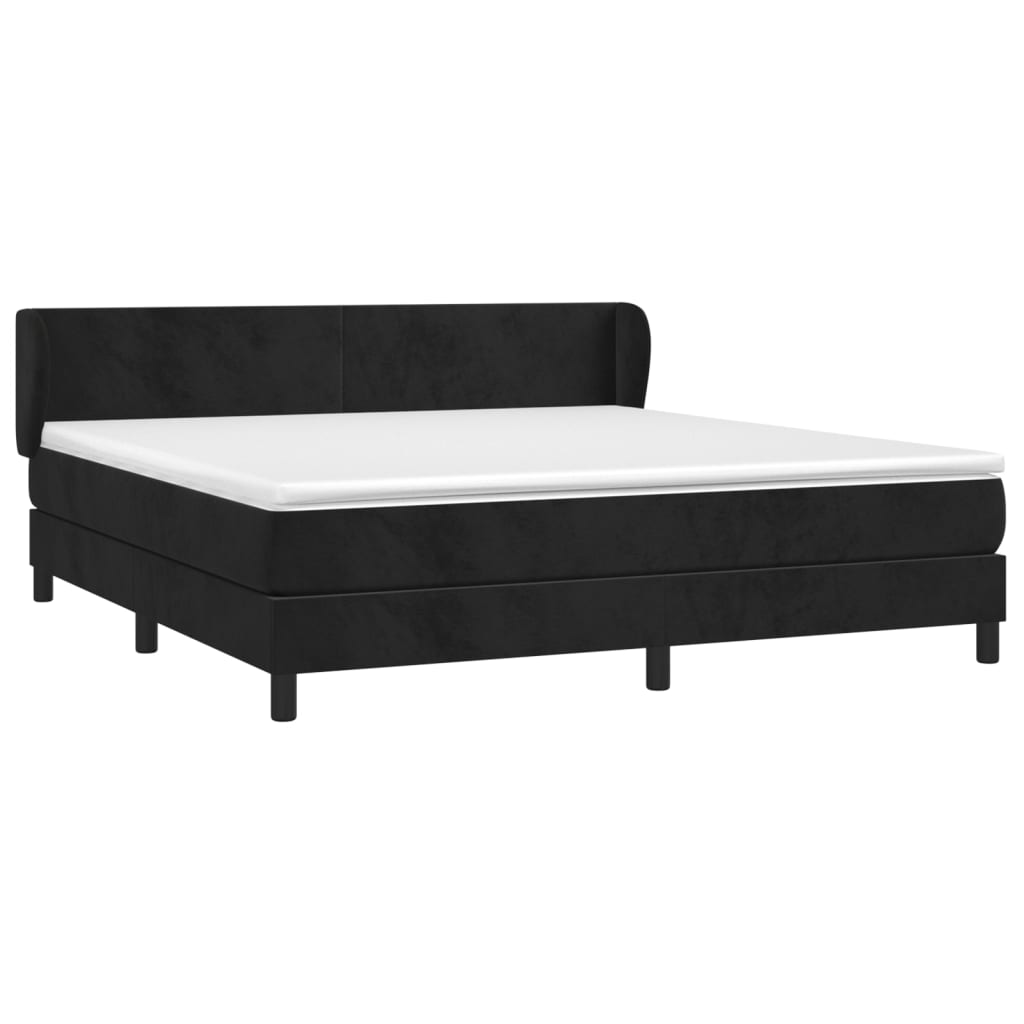 Giroletto a Molle con Materasso Nero 160x200 cm in Velluto | homemem39