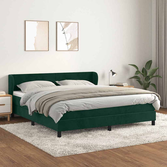Giroletto a Molle con Materasso Verde Scuro 160x200 cm Velluto | homemem39