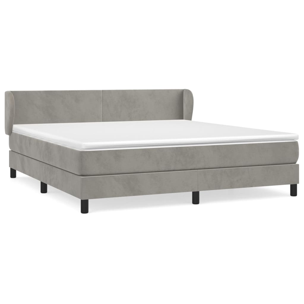 Giroletto a Molle con Materasso Grigio Chiaro 180x200cm Velluto | homemem39