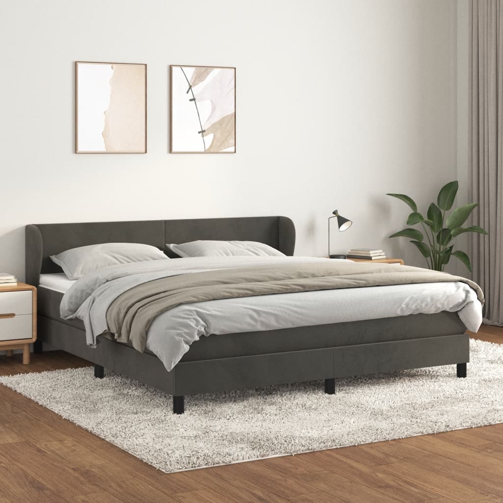 Giroletto a Molle con Materasso Grigio Scuro 180x200 cm Velluto | homemem39