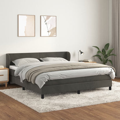 Giroletto a Molle con Materasso Grigio Scuro 180x200 cm Velluto | homemem39