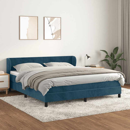 Giroletto a Molle con Materasso Blu Scuro 180x200 cm in Velluto | homemem39