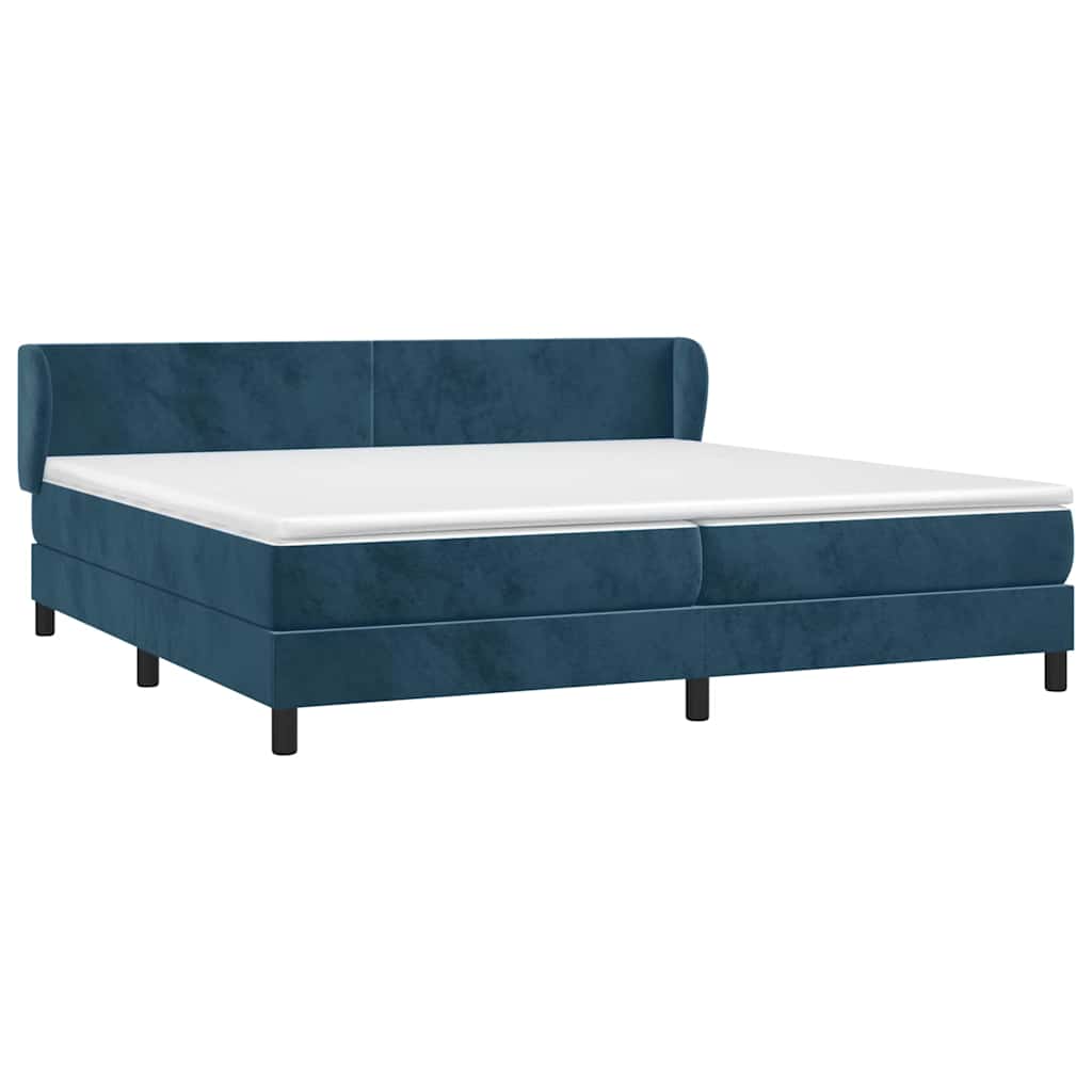 Giroletto a Molle con Materasso Blu Scuro 200x200 cm in Velluto | homemem39