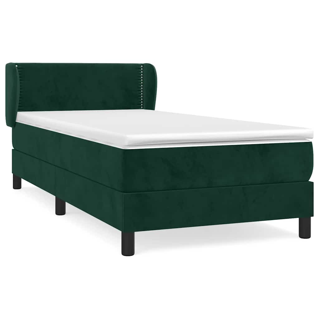 Giroletto a Molle con Materasso Verde Scuro 80x200 cm Velluto | homemem39