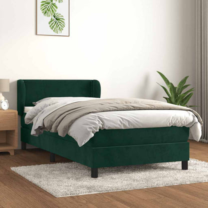 Giroletto a Molle con Materasso Verde Scuro 80x200 cm Velluto | homemem39