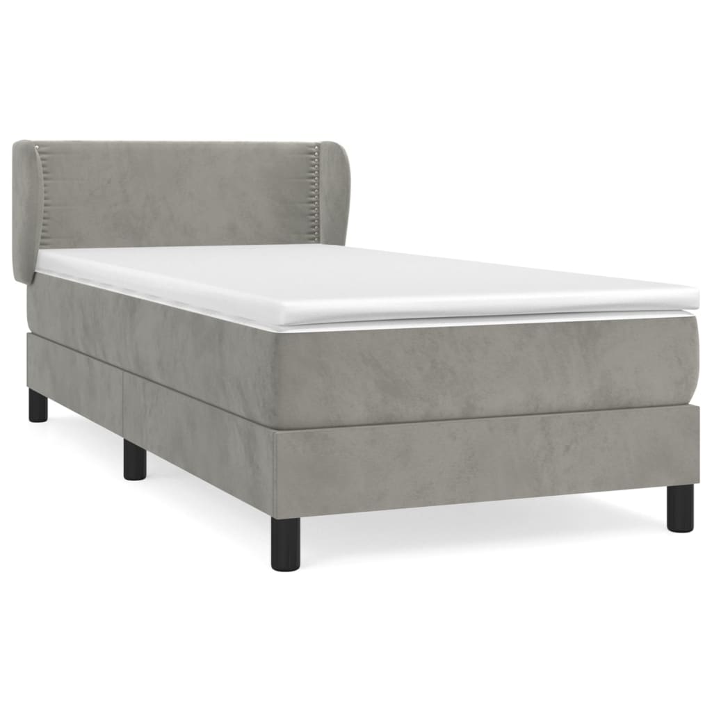 Giroletto a Molle con Materasso Grigio Chiaro 90x190 cm Velluto | homemem39